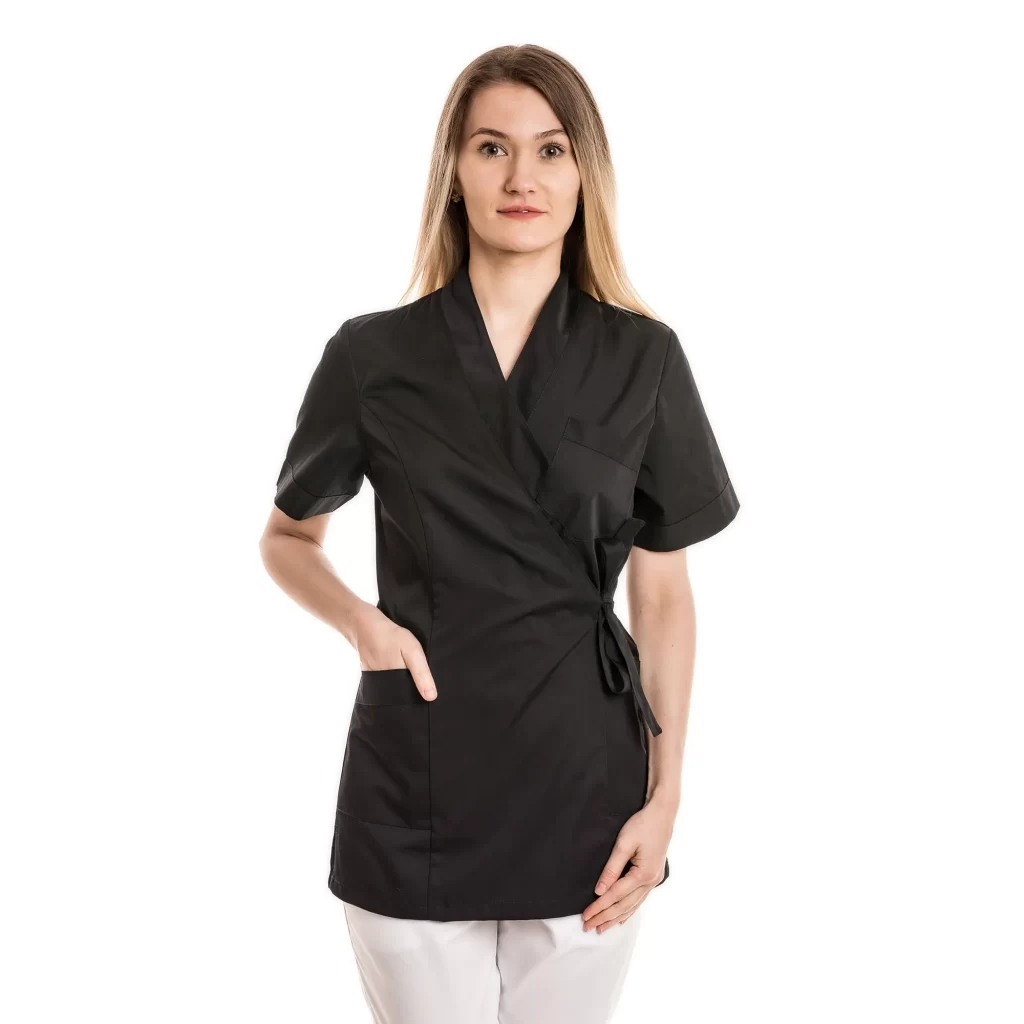 Moteriška juoda medicininė palaidinė-kimono WST21BL-1