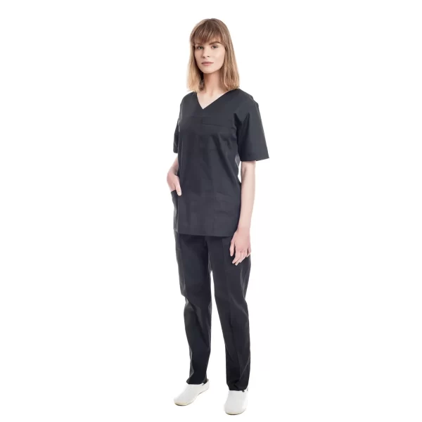 Moteriška juoda medicininė pižama (komplektas) WSS01BL kelnės ir palaidinė