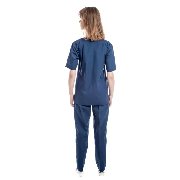 Moteriška tamsiai mėlyna medicininė pižama (komplektas) WSS01NB iš nugaros