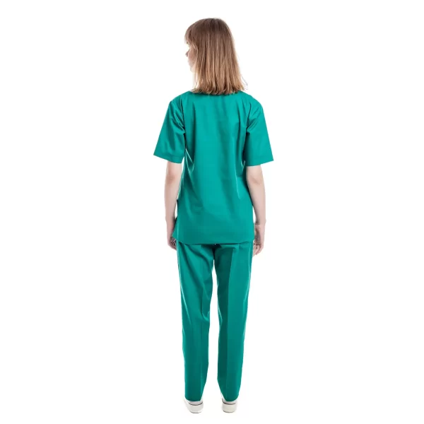 Moteriška žalia medicininė pižama (komplektas) WSS01GR iš nugaros