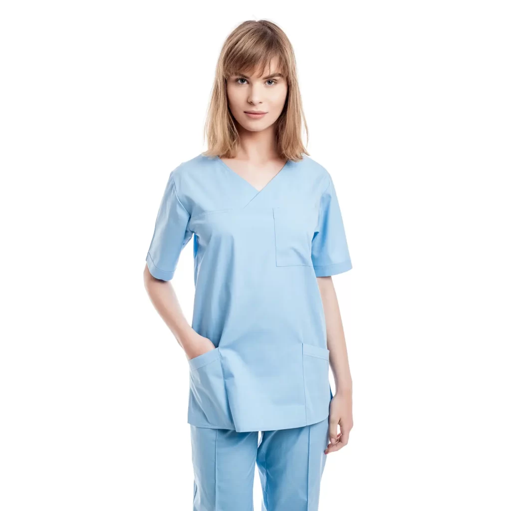 Moteriška žydra medicininė pižama - tampri su elastanu (komplektas) WSS01LB