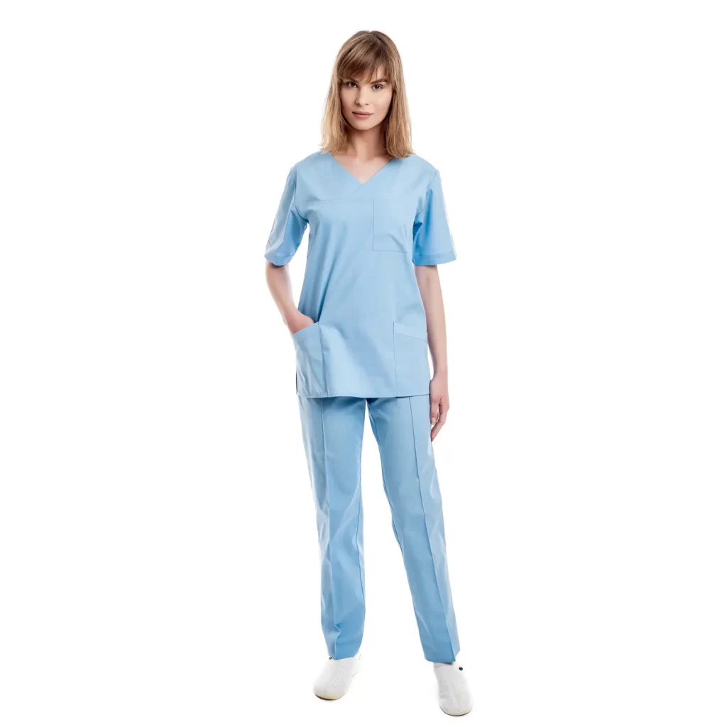 Moteriška žydra medicininė pižama - tampri su elastanu (komplektas) WSS01LB – vaizdas 2