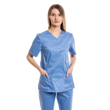 Moteriška žydra medicininė pižama – tampri su elastanu (komplektas) WSS20LB