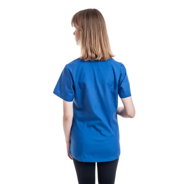 Moteriškas mėlynas medicininis chalatas WLB05RB iš nugaros