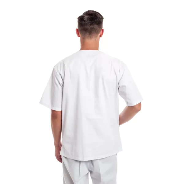 Vyriška balta medicininė pižama (komplektas) MSS01WH iš nugaros
