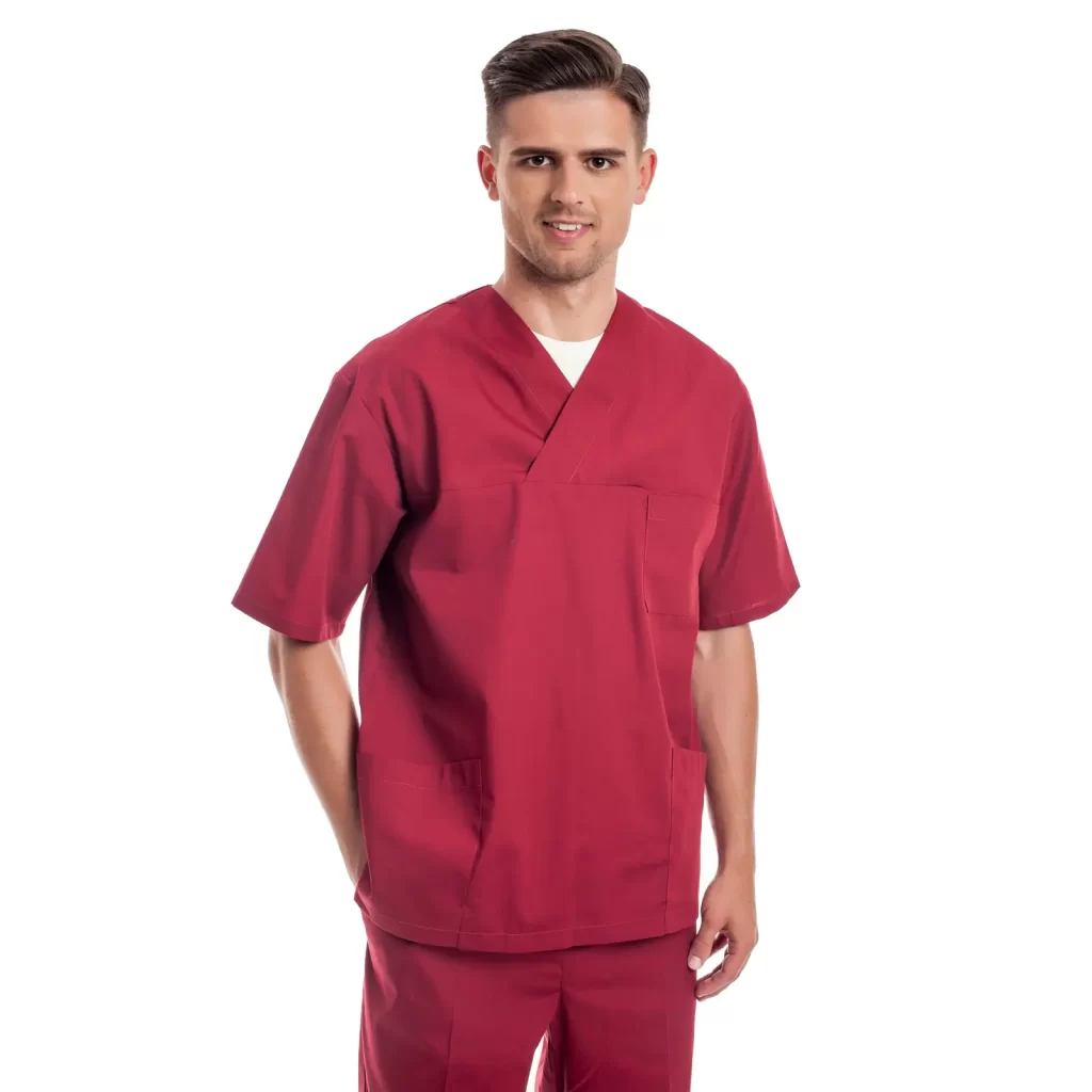 Vyriška burgundi medicininė pižama - tampri su elastanu (komplektas) MSS01BU