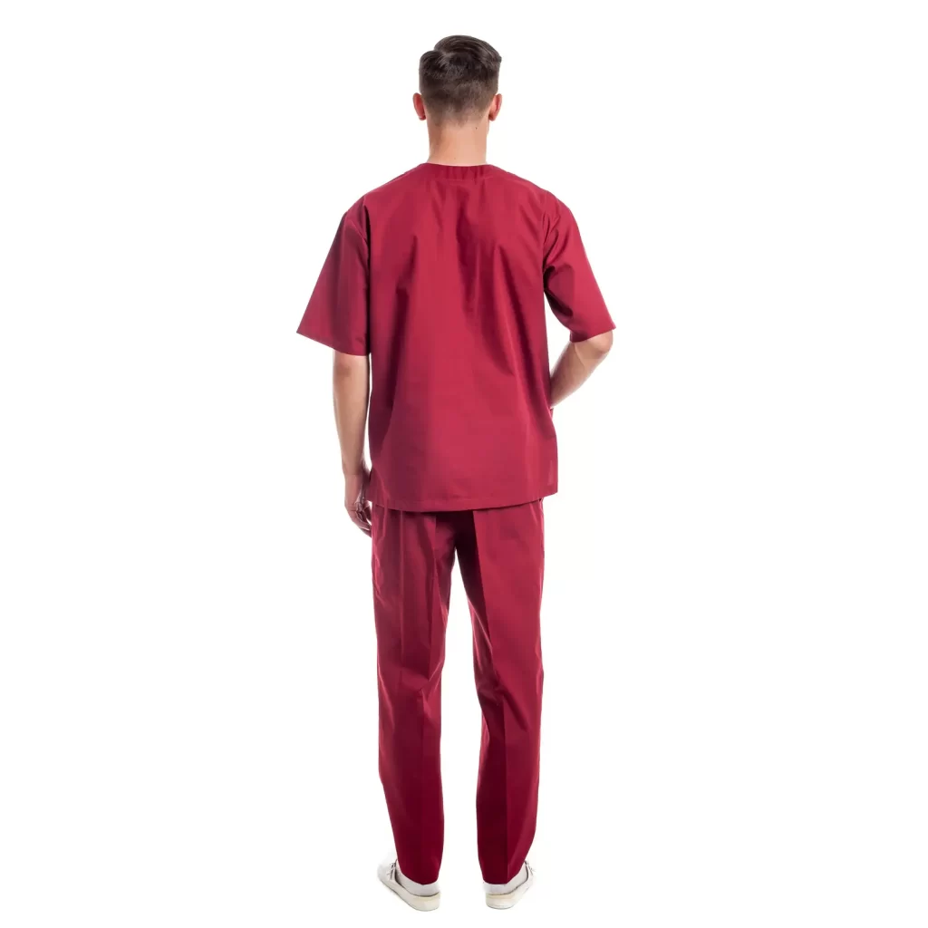 Vyriška burgundi medicininė pižama - tampri su elastanu (komplektas) MSS01BU – vaizdas 3