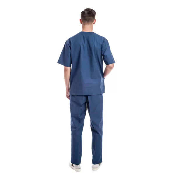 Vyriška tamsiai mėlyna medicininė pižama (komplektas) MSS01NB iš nugaros