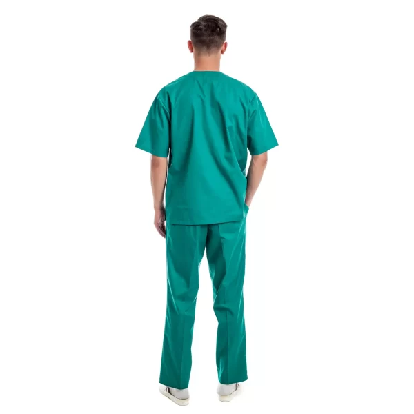Vyriška žalia medicininė pižama (komplektas) MSS01GR iš nugaros