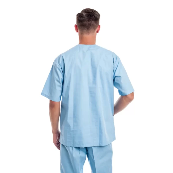 Vyriška žydra medicininė pižama (komplektas) MSS01LB iš nugaros