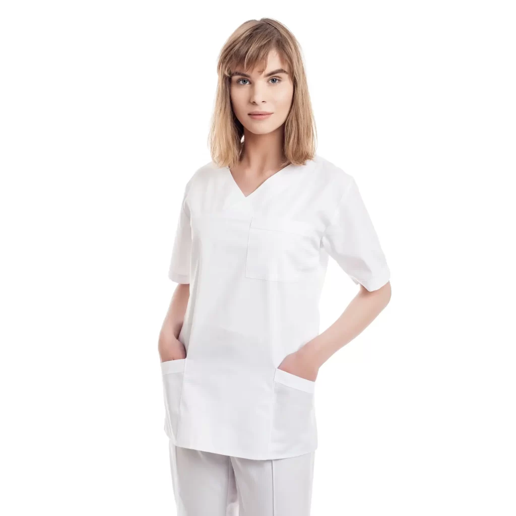 Moteriška balta medicininė pižama (komplektas) WSS01WH